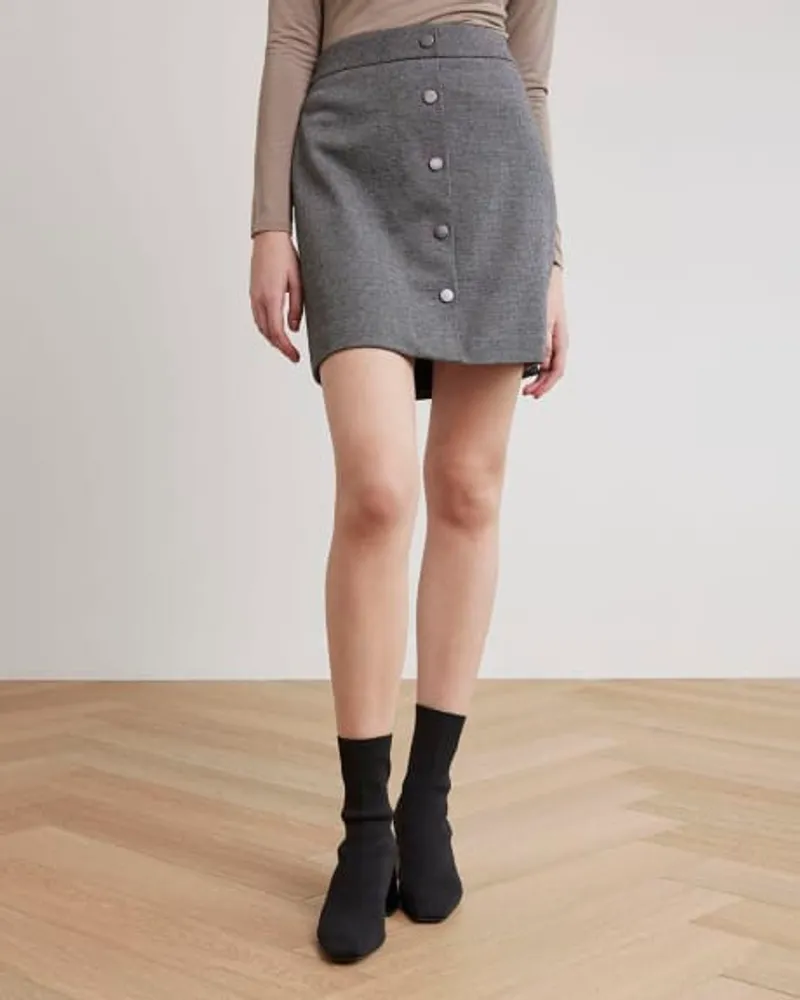 High-Waisted A-Line Mini Tweed Skirt