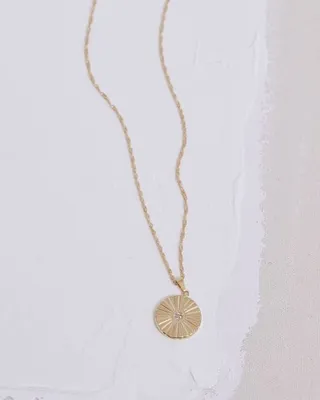 Long Necklace with Disc Pendant