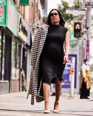 Mock-Neck Sleeveless Bodycon Dress with Slit - Thyme Maternity