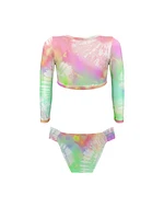 Keiki Paradiso Rainbow Long Sleeve Cropped Top