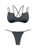 L'Amour Granite Scoop Double String Bikini Top