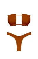 TAHITI MANA Persimmon Sliding Ruffle Bandeau Bikini Top