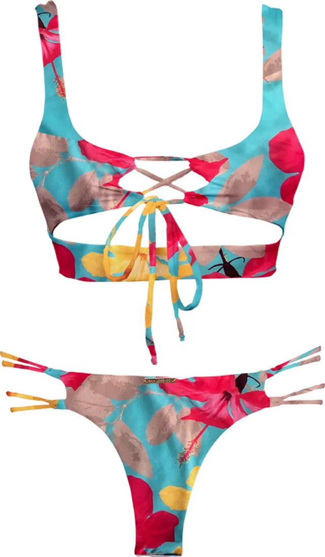 San Lorenzo Bikinis - Flor Oceania Hawaiian Summer High V Cut