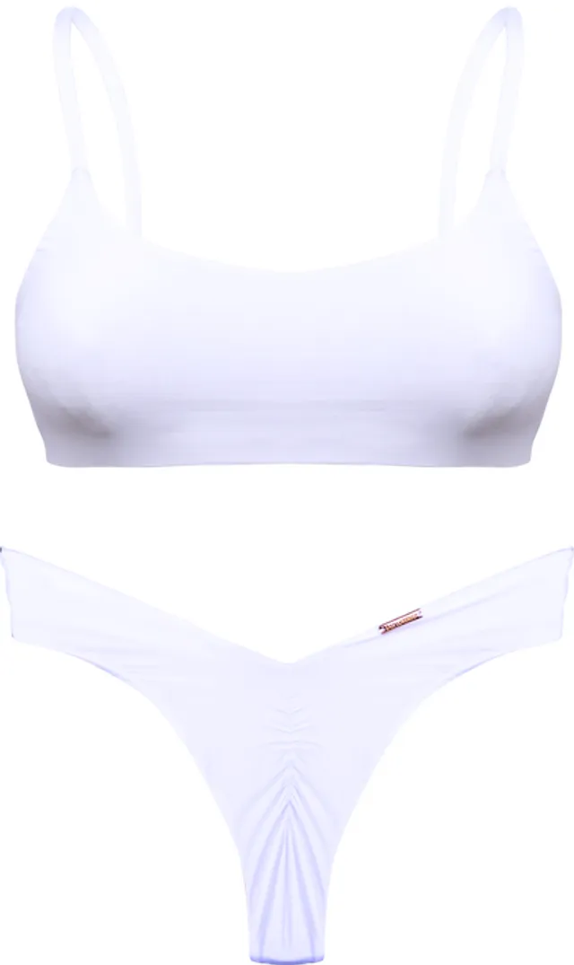 Flor Oceania White Rose High V Cut Thong Bikini Bottom