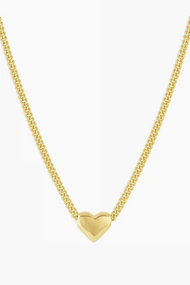 LOU HEART CHARM NECKLACE- GOLD