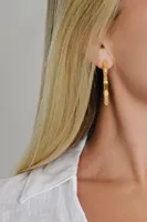 BAMBOO SINGLE HOOP EARRINGS- GLD/CZ