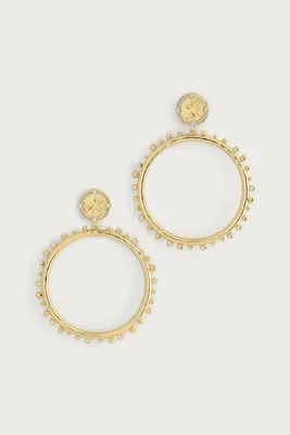 BUTTERFLY COIN MOLTEN HOOPS- GLD/CZ