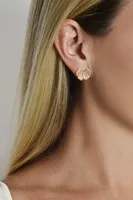 BUTTERFLY STUD EARRINGS- GOLD/CZ