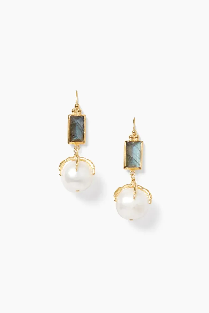 LARK PEARL DROP W/LAB EARRINGS