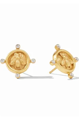 BEE CAMEO STUD- GLD/CZ