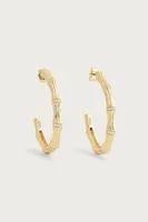 BAMBOO SINGLE HOOP EARRINGS- GLD/CZ