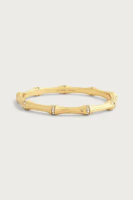 BAMBOO HINGED BANGLE- GLD/CZ