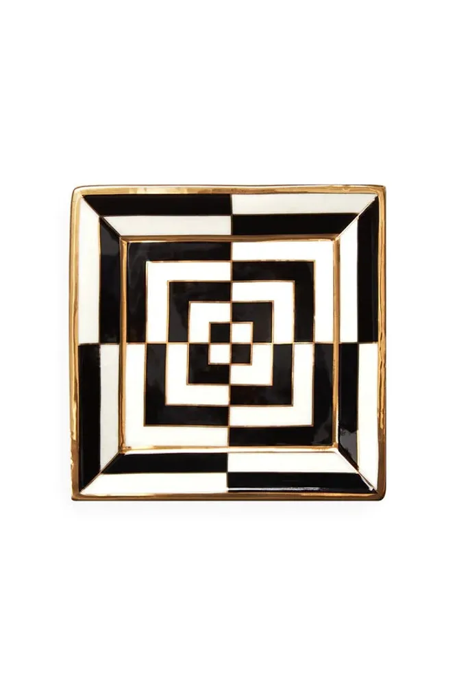 OP ART SQUARE TRAY- BLK/WHT