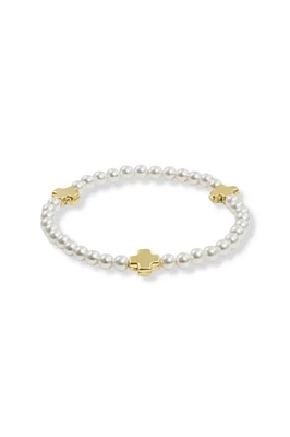 SIG CROSS PEARL PATTERN 4MM BEAD BRACELET