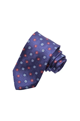 ITALIAN SILK MEDALLION TIE BLUE (OS)