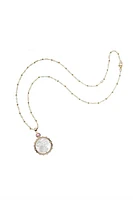 FOREVER WHT MOP MOON & BACK FACE NECKLACE- SATELLITE CHAIN