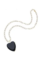 LOVE CARRY YOUR HEART ONYX PENDANT- DRAWN LINK CHAIN