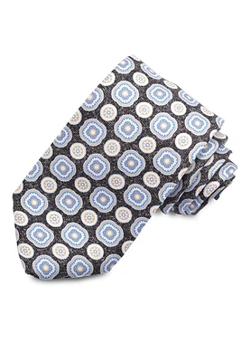 CHARCOAL PRINTED MEDALLION TIE OS