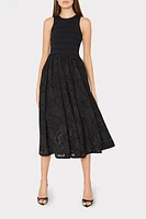 GEO EYELET KNIT COMBO MIDI DRESS