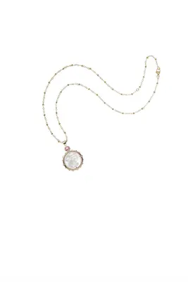 FOREVER WHT MOP MOON & BACK FACE NECKLACE- SATELLITE CHAIN