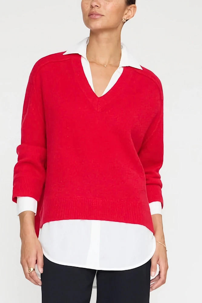 V-NECK LAYERED PULLOVER