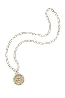 LUCKY PETITE EMBELLISHED COIN NECKLACE- SATELLITE CHAIN