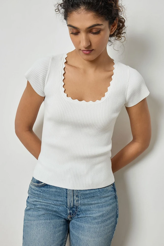 CAP SLV SCALLOP NECK SWEATER (PA2875)