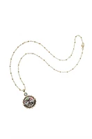 FOREVER BLK MOP MOON & BACK FACE NECKLACE- SATELLITE CHAIN