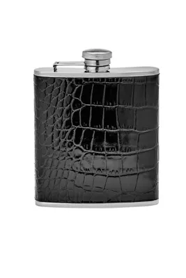 LEATHER WRAPPED FLASK- CROC