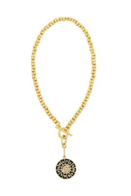 ZODIAC CHARM NECKLACE- BLACK/GLD