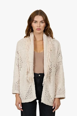 FRINGED SHAWL COLLAR JACKET