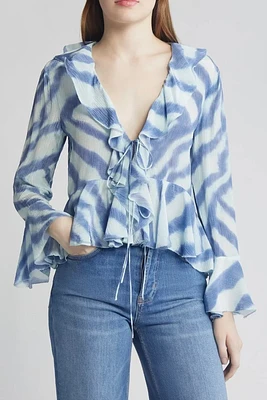 NICOLETTA BLOUSE- BLUE WATERCOLOR