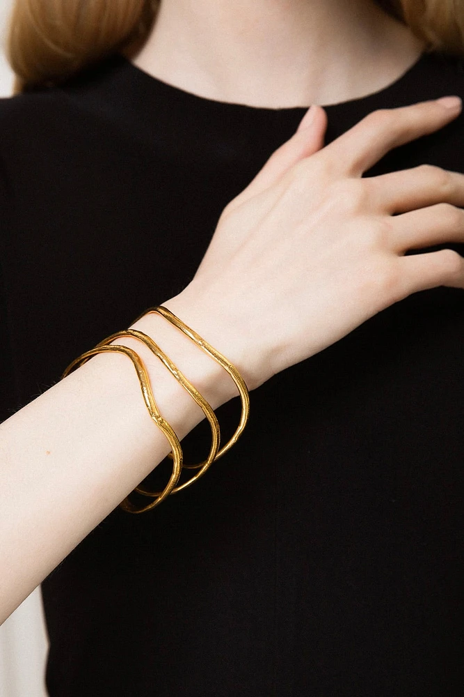 FLOW BRACELET SET OF 3- GLD