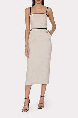 AMARA LINEN CONTRAST MIDI DRESS