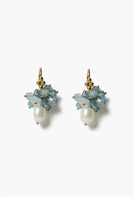 PEARL & STONE CLUSTER DROP EARRINGS (EG-5876)