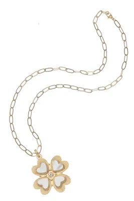 LUCKY IN LOVE MOP CLOVER PENDANT- DRAWN LINK CHAIN