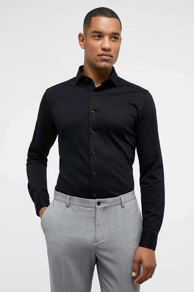 JERSEY SHIRT SLIM FIT CUTAWAY COLLAR BLK