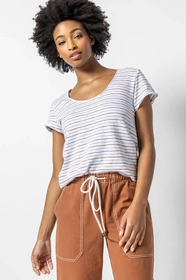 STRIPED SCOOP NECK TEE (PA2585)