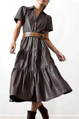 HAVANA VEGAN LEATHER DRESS- TIMBER