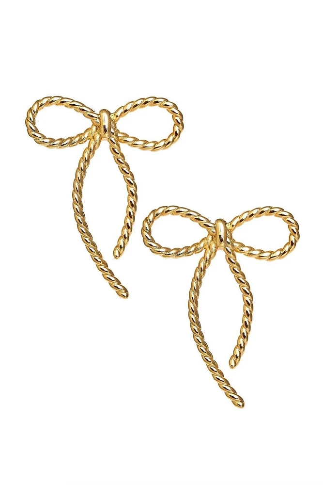 MINI TORY BOW EARRINGS- GLD