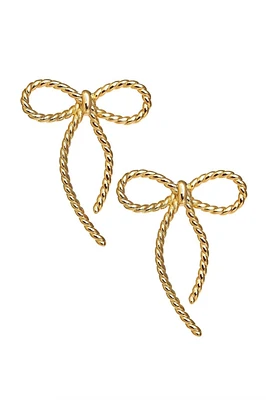 MINI TORY BOW EARRINGS- GLD