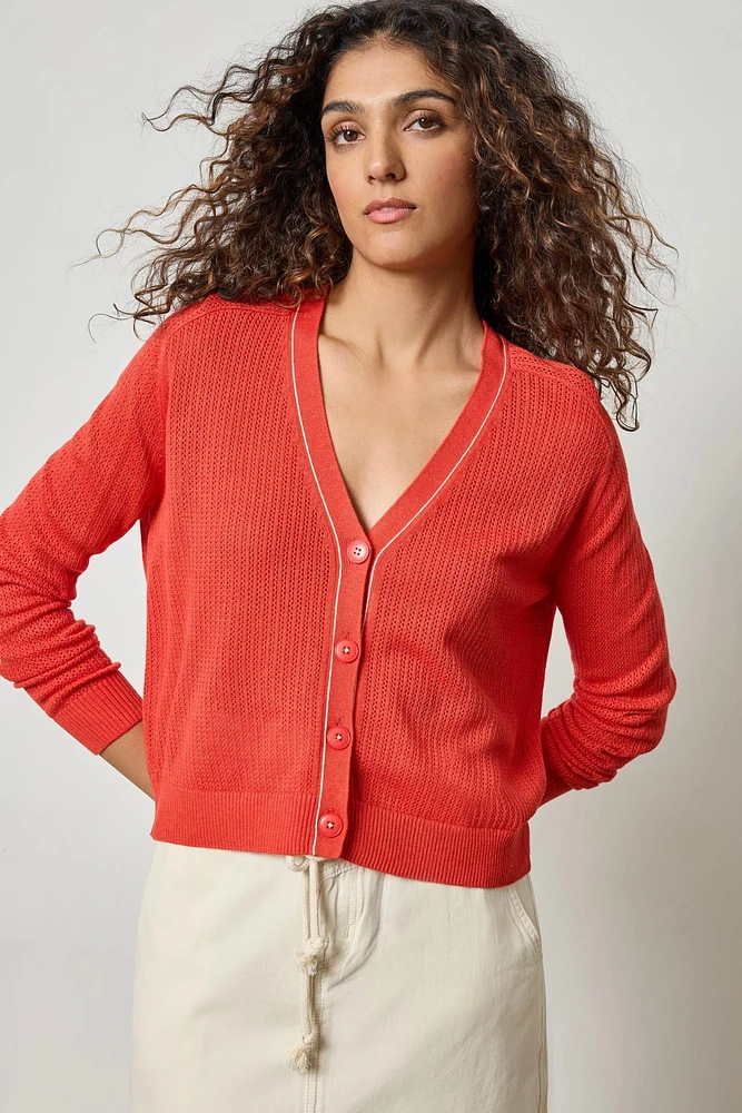 SADDLE SLEEVE V-NECK CARDIGAN (PA2869)