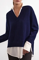 V-NECK LAYERED PULLOVER