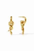 SNAKE HOOP & CHARM EARRING- GLD