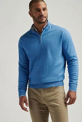 COOLSPUN COTTON 1/4 ZIP SWEATER BLU