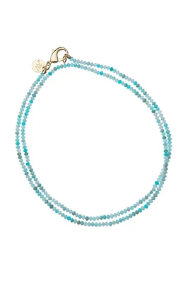 DOUBLE WRAP DIAMOND CUT TURQUOISE NECKLACE