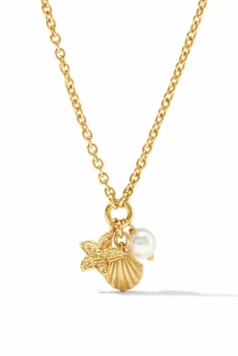 SANIBEL TRIO DELICATE NECKLACE- GLD/PEARL