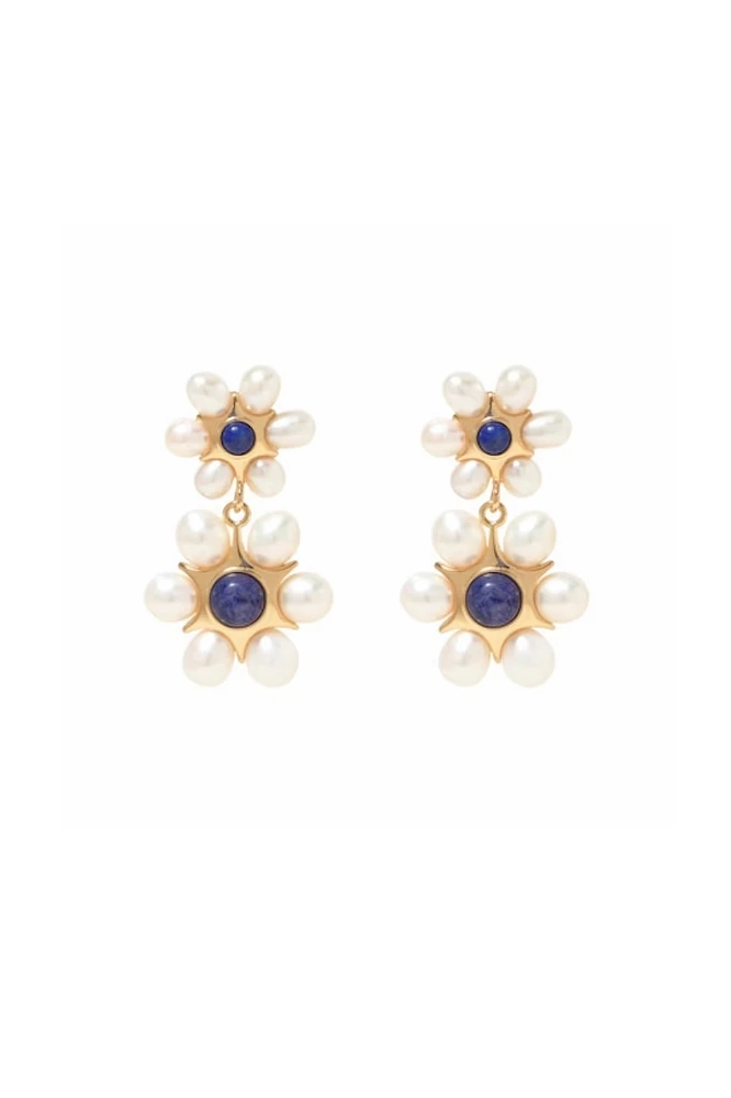 SAFI EARRINGS- WHT/BLUE