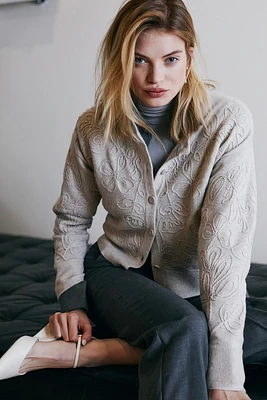 EMBRD STITCH CARDIGAN