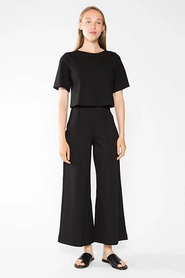 CROPPED PONTE KNIT WIDE LEG PANT